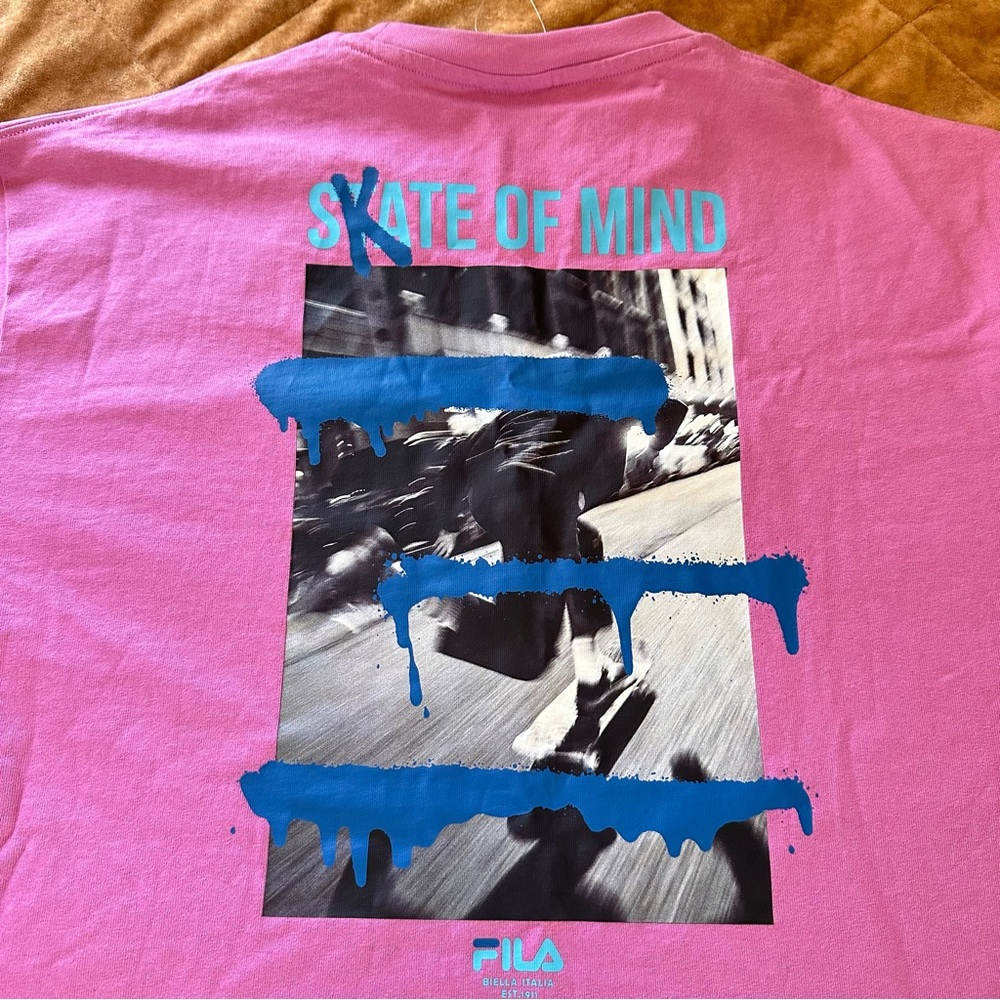 Rare Fila Skateboarding T Shirt Pink Skate Of Mind New With Tags Size Medium